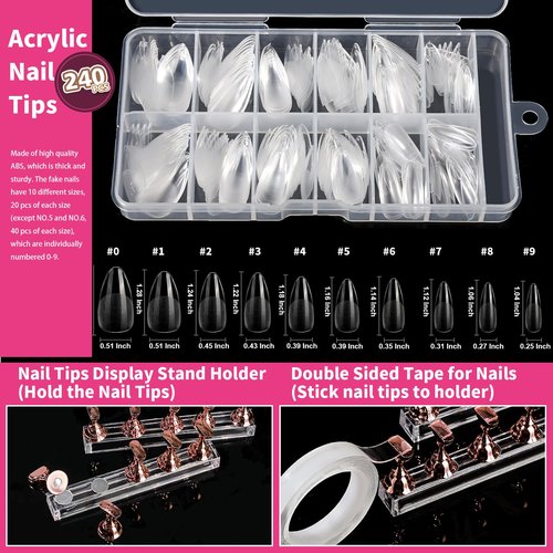 FANDAMEI Acrylic Nail Kit, Nail Art Kit, Nail Art Tools With Acrylic Nail Tips For Beginner, Nail Art Supplies For DIY , Nail Studio
