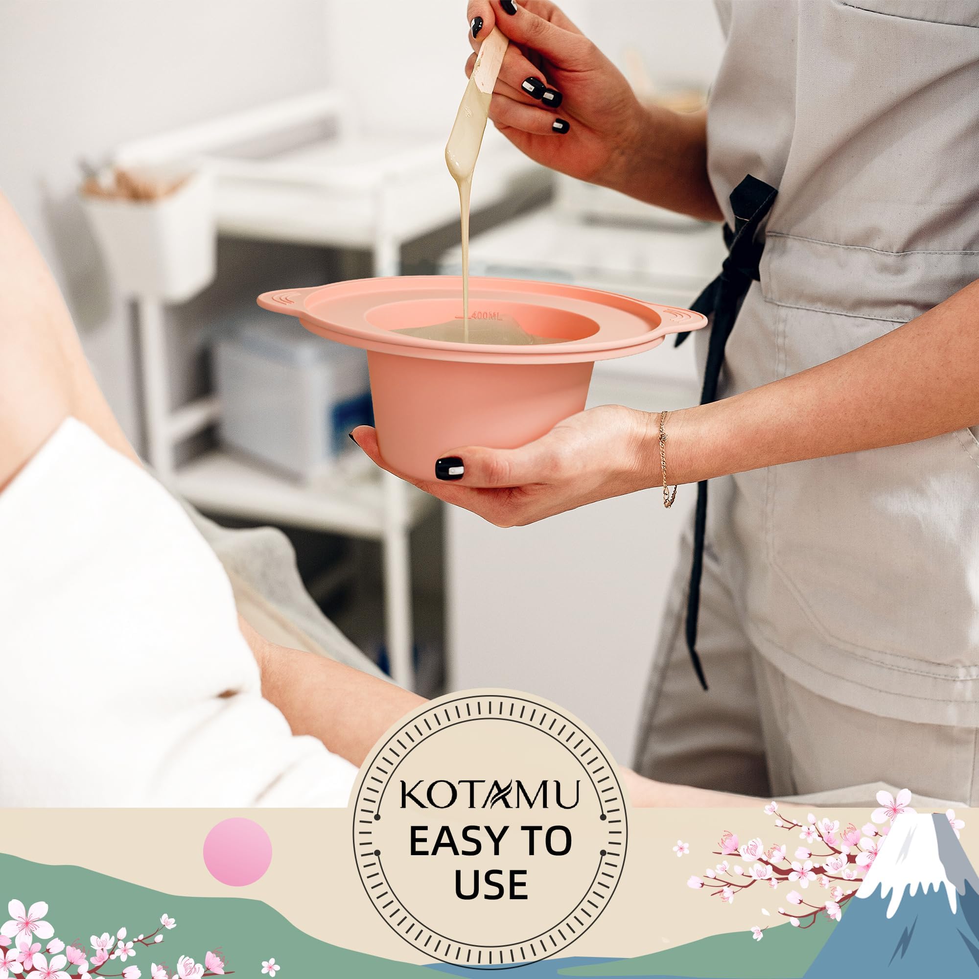 KOTAMU Foldable Silicone Wax Warmer Liner, Wax Warmer Replacement Pot, Easy to Clean Silicone Bowl for 16oz Waxing Kit and Wax Melt Warmer, Silicone Wax Pot Liner for Hard Wax Beads and Sugar Wax