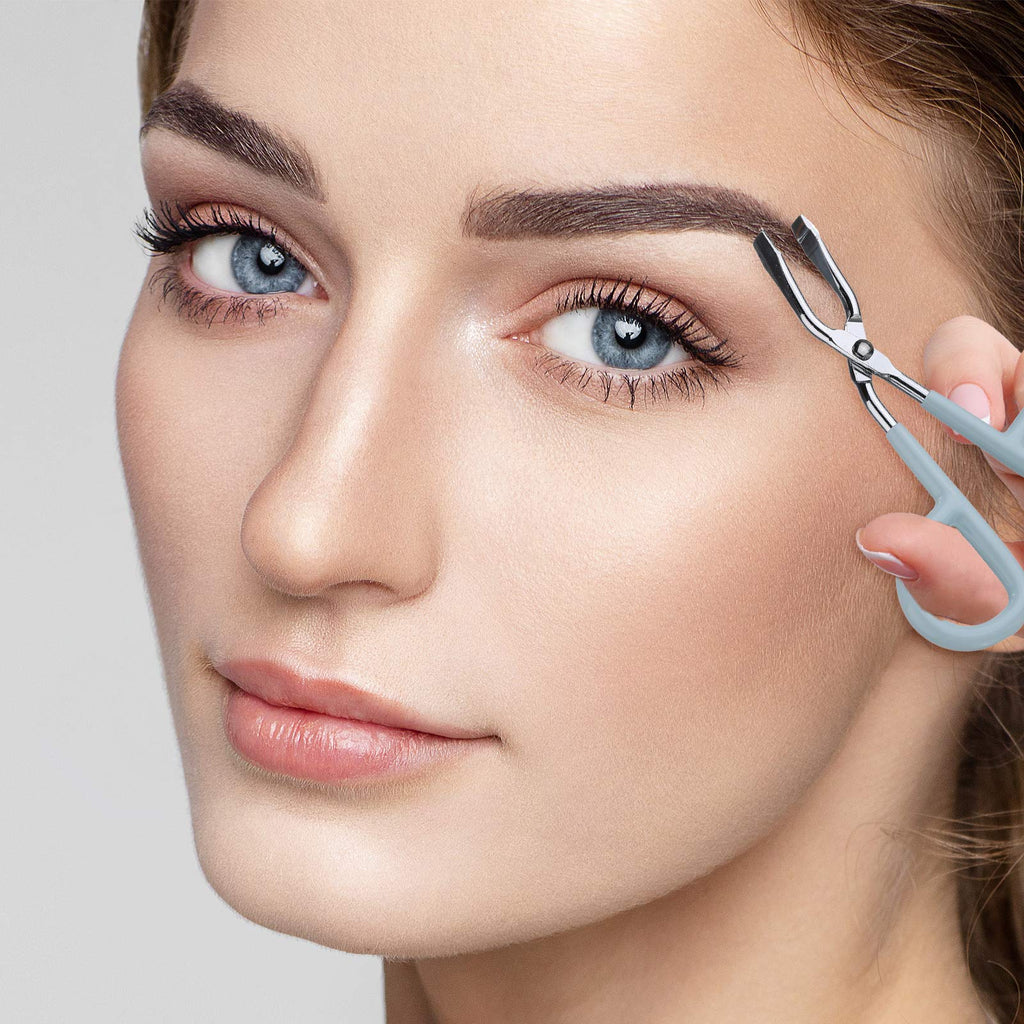 Maitys 6 Pcs Stainless Steel Eyebrow Scissors Tweezers Handle Shaped Tweezers Clip, Flat Straight Tip Brow Hair Plucker Remover Facial Hair Eyebrows Care Men Women, 3 Colors