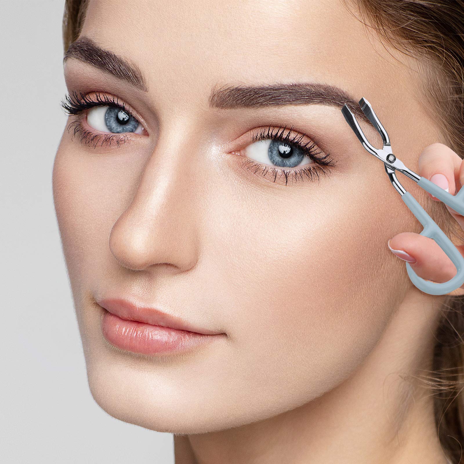 Maitys 6 Pcs Stainless Steel Eyebrow Scissors Tweezers Handle Shaped Tweezers Clip, Flat Straight Tip Brow Hair Plucker Remover Facial Hair Eyebrows Care Men Women, 3 Colors