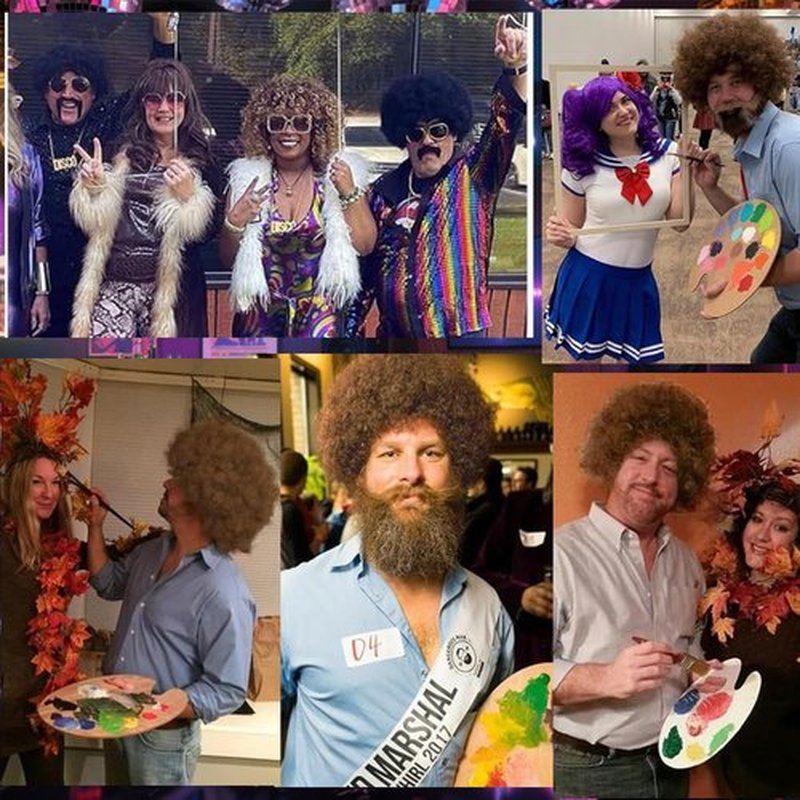Cariniss 70s Disco Afro Wig - Unisex Large Curly Wig, Perfect for Halloween, Cosplay, Retro Parties, Disco and Bob Ross Costumes (Black)