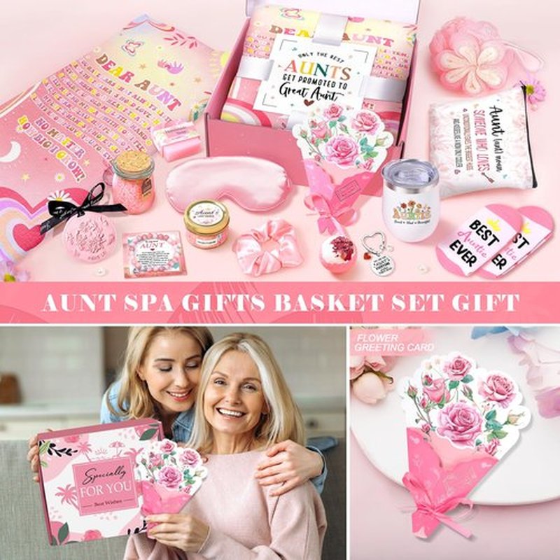 Lepiche Mother's Day Aunt Gifts from Niece Nephew, Best Aunt Ever Gift, Auntie Birthday Gift Ideas, Auntie Gift Ideas, Get Well Soon Care Package Relaxing Spa Gifts Set for Mother's Day