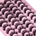 Mink Lashes Fluffy Faux Mink Eyelashes Wispy 20mm Long D-Curl Lashes Russian Cat Eye Strip Lashes Extensions Eyelashes Pack 20 Pairs