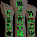 96PCS Music Note Notes Musical Pre-Cut Luminous Glow in the dark Temporary Tattoos for Kids Birthday Themed Party Supplies Decorations Favors Super Cute Instrument Tattoo Stickers Gifts for Girls Boys