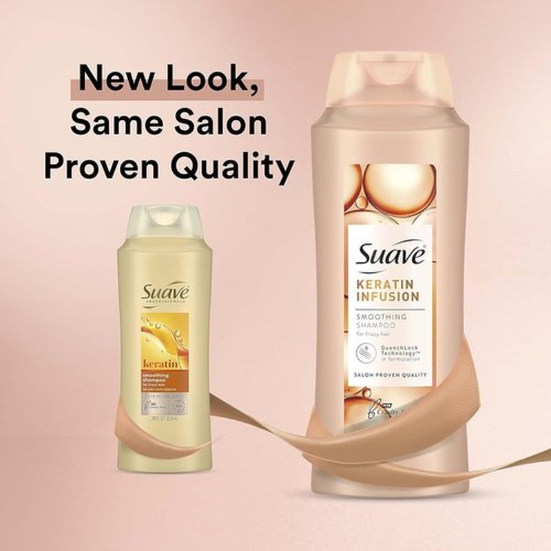 Suave Professionals Smoothing Shampoo - Keratin Infusion for Dry Hair | 48-Hour Frizz Control, 28 oz (Pack of 4)