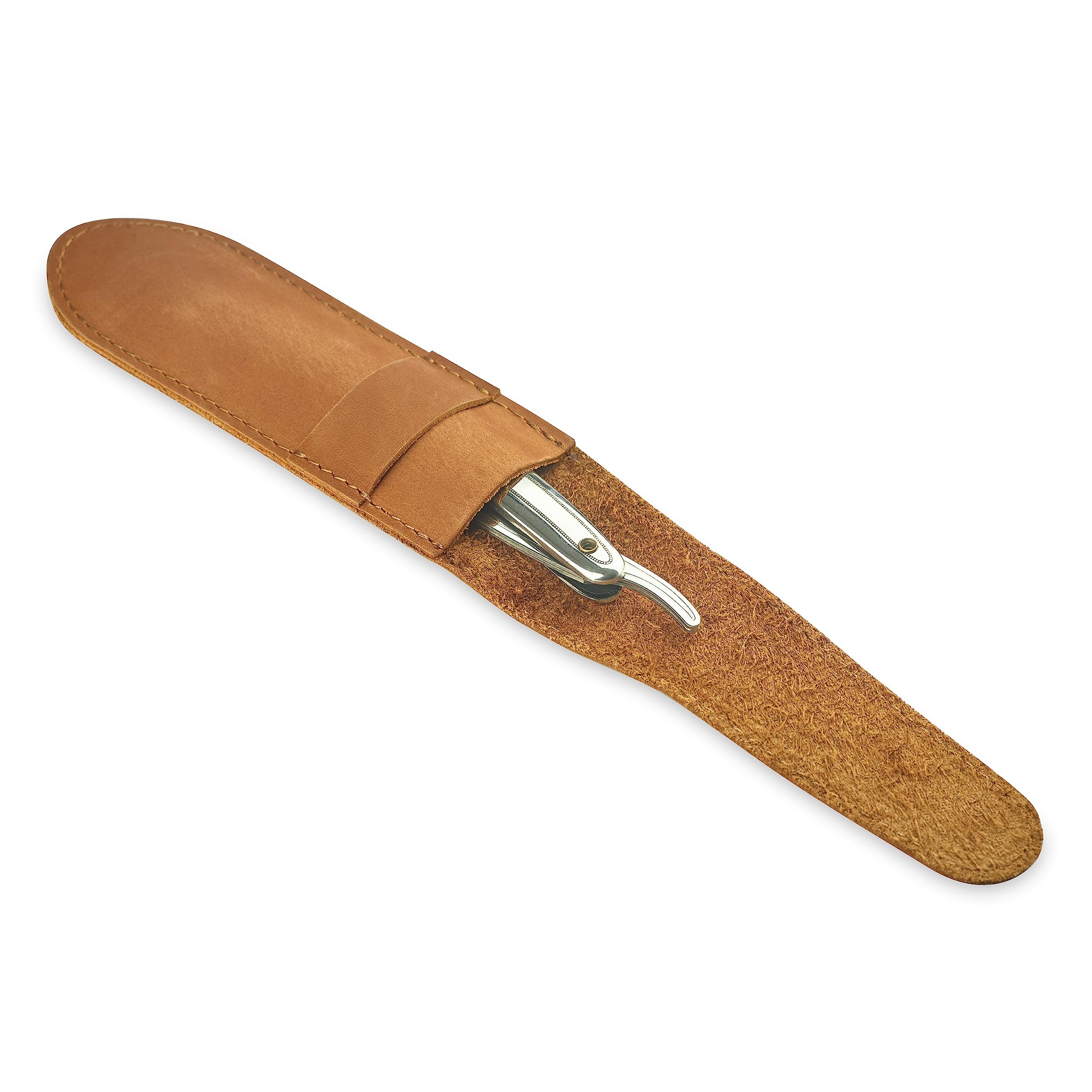 Straight Razor Case, Genuine Cowhide Leather Straight Razor Cover, Barber Straight Razor Holder, Travel Razor Case (Vintage Brown)