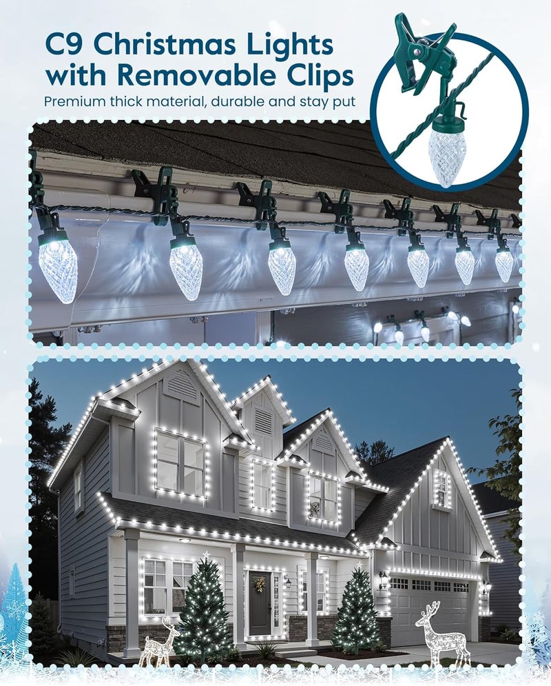 C9 Christmas Lights - 100 LED Waterproof String Lights | 65FT Commercial Grade for Outdoor Decor