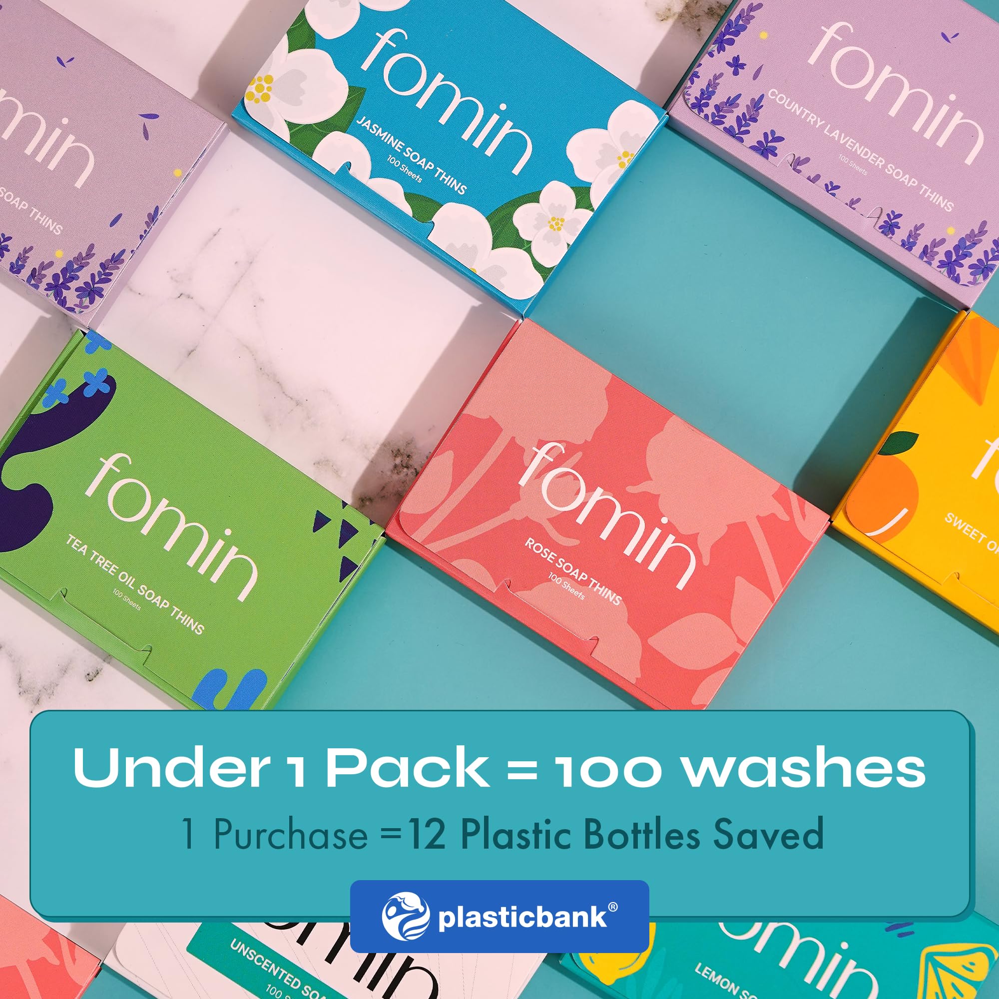 FOMIN - Paper Soap Sheets for Hand Washing - (100 Sheets) Jasmine Portable Travel Soap Sheets, Dissolvable Camping Mini Soap, Portable Hand Soap sheet