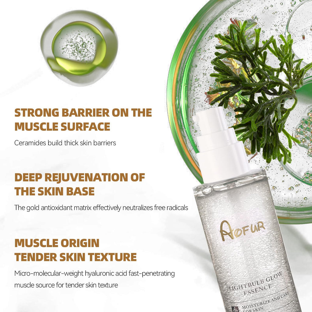 Aofur Lightbulb Glow Essence 3.52 Fl Oz (100ml) Moisturize And Care For Skin Glass Skin Elasticity for Aged Skin Serum for Face (100ml)