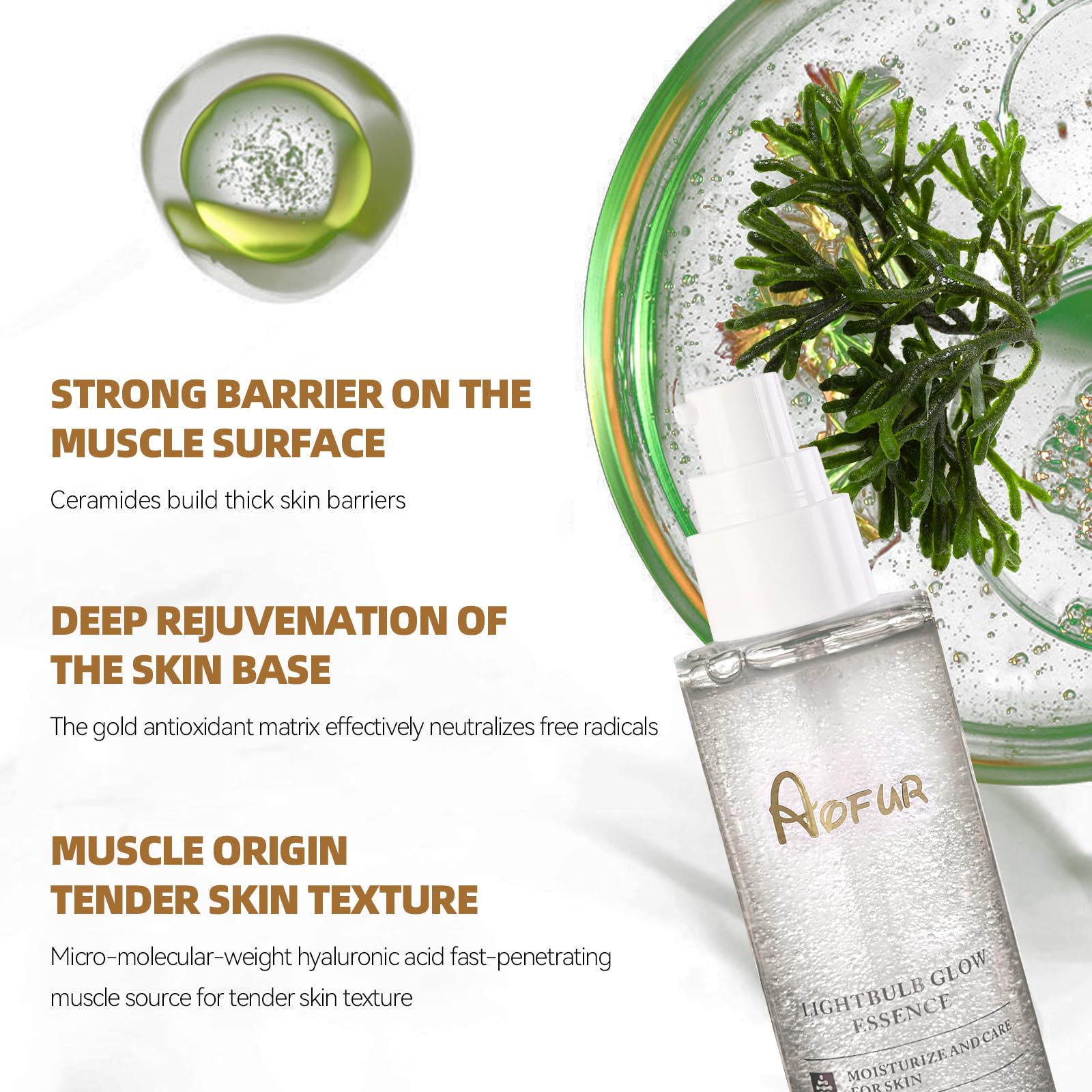 Aofur Lightbulb Glow Essence 3.52 Fl Oz (100ml) Moisturize And Care For Skin Glass Skin Elasticity for Aged Skin Serum for Face (100ml)
