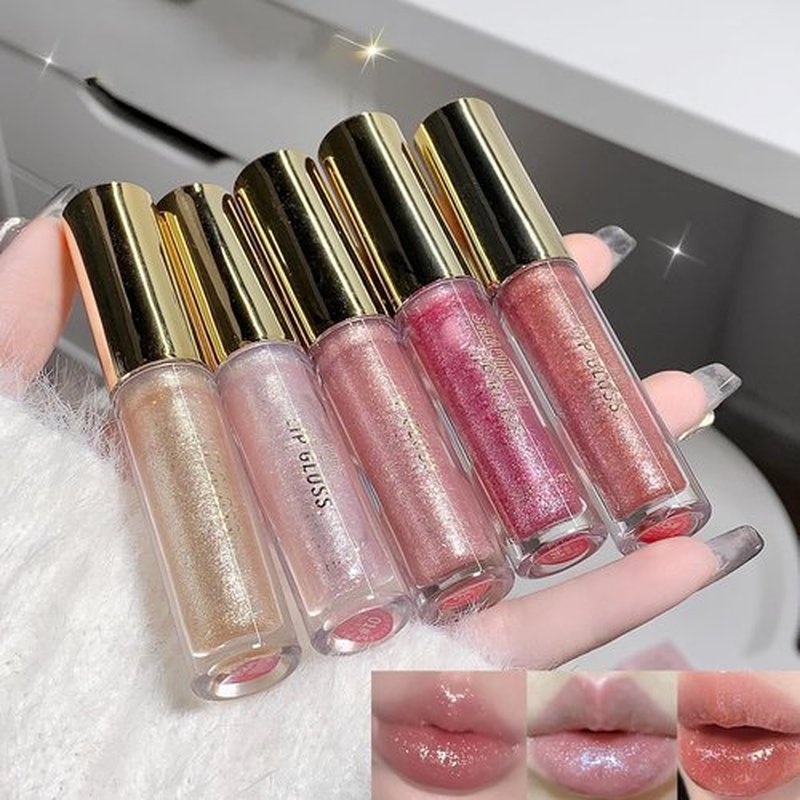 Petansy Shimmery Glitter Lip Gloss Set - 5 Hydrating Colors for Nourished, Plump Lips
