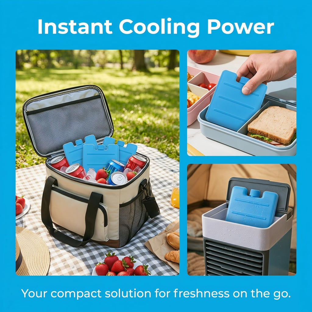 Housoutil 100ml Reusable Ice Packs for Lunch Box, 8PCS Freezer Ice Blocks, Cooler Freezer Blocks Pack for Lunch Boxes, Camping, Picnics, Beach, Fishing, Outdoor Sports, Air Conditioner Coolers