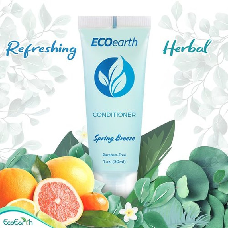 EcoEarth - Travel Size Conditioner - 1 fl oz, 200 PK, Spring Breeze - Delight Your Guests with Revitalizing and Refreshing Hotel Conditioner - Small Size Travel Amenities - Hotel Toiletries in Bulk