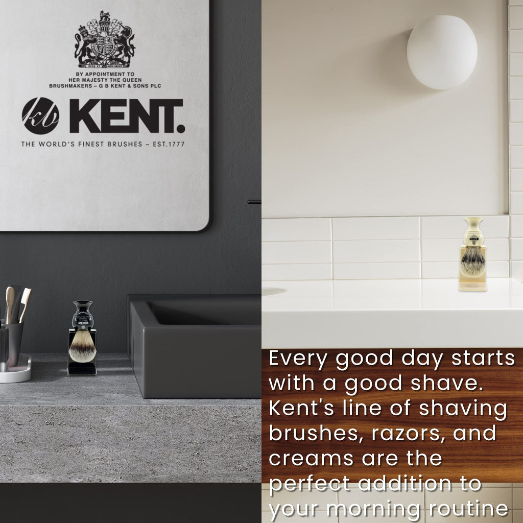 KENT VSB1 Small Black Plastic Shaving Brush Stand for Self Adhesive Hang Drying Shave Brush. Essential Part of Any Mens Shaving Kit, Shaving Brush Holder Extends Natural Bristle Shaving Brushes Life