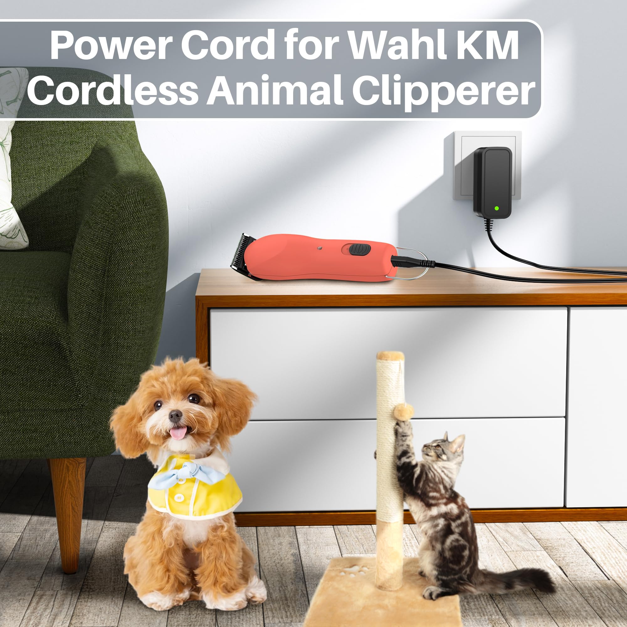 Power Cord for Wahl KM Cordless Compatible with Wahl KM and KMX Animal