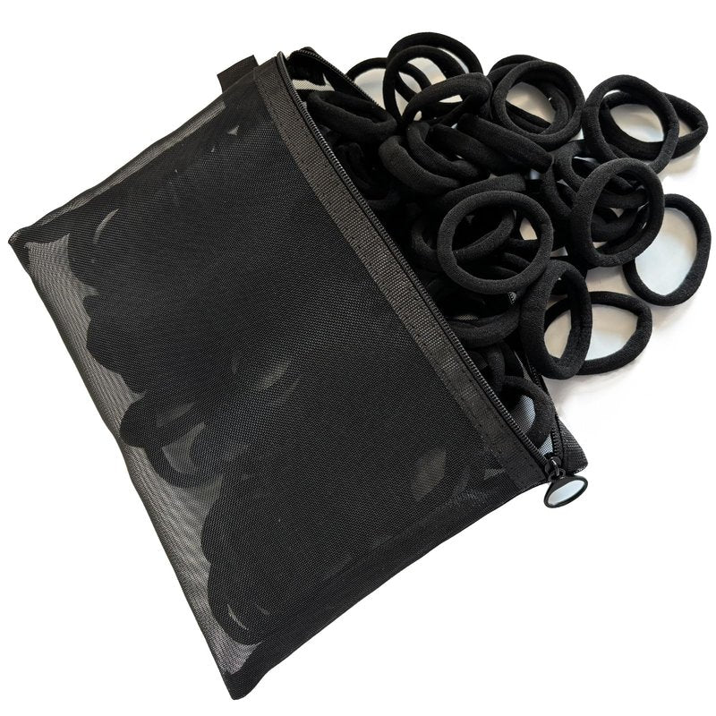 XDMURYM 100 PCS Black Nylon Hair Ties for Women, Elastic Hair Bands No Damage for Thick,Seamless Ponytail Holders For Girls All Hair Types.