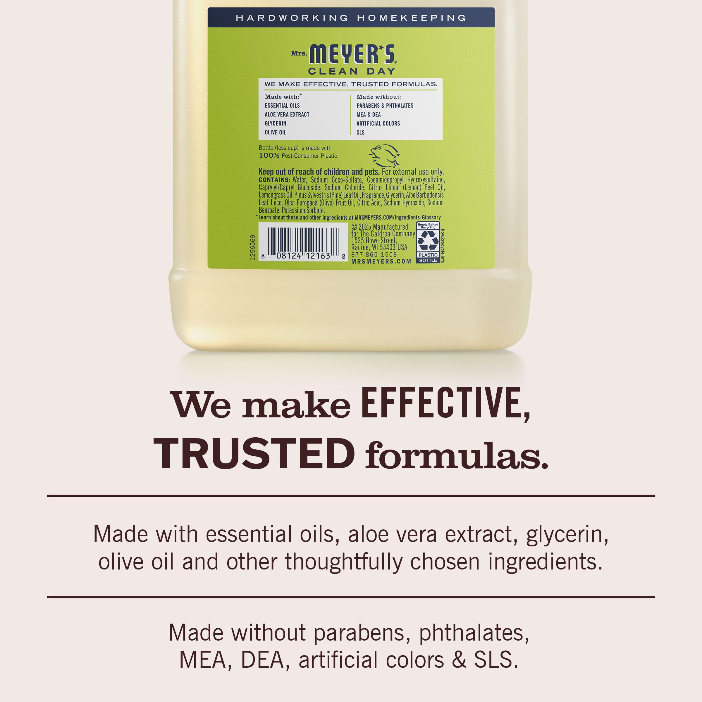 MRS. MEYER'S CLEAN DAY Hand Soap Refill, Lemon Verbena Scent, 33 Fl Oz Bottle
