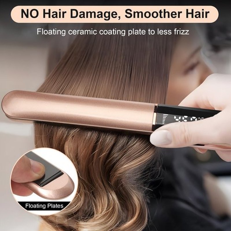Flat Iron Hair Straightener with Floating Plates Get Shinier & Smoother Hair, 14 Adjustable Temp, Dual Voltage Digital Display 200℉-460℉
