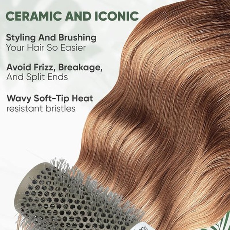 Beauty Carves Round Brush Set, 45&53mm Barrel with 4 Clips – Round Brush for Blow out with Flexible Nylon 66 Bristles Nano Ionic Heat Resistant Tech for Professional Curling, Styling & Shining Texture