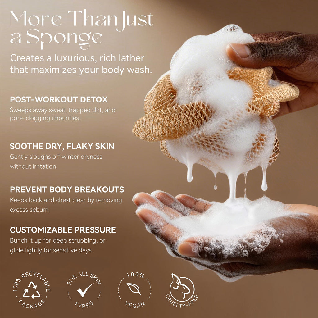 CORATED African Net Sponge Authentic, Shower Loofah Exfoliating Bath Sponge, Body Scrubber for Women and Men Daily Use Body Care, Travel Portable Bath Accessories for Bathroom (Blue & Black)