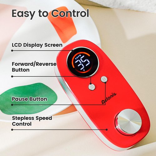 Delanie Rechargeable Nail Drill for Acrylic and Gel Nails 35000 RPM, Efile Nail Drill Professional with 5000mAh Battery, Portable Electric Nails Drill with Coreless Motor for Manicure Pedicure, Red