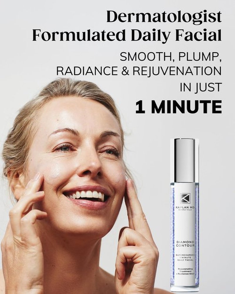 KAPLAN MD Diamond Contour Supercharged 1 Minute Daily Facial - Anti-Aging Serum for Face with Exfoliating Crushed Diamonds & Fruit Enzymes - Radiant & Smooth Skin for Women of All Ages - 1.35 fl oz