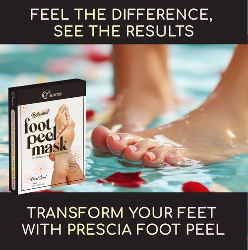 Prescia Foot Peel Mask - For Cracked Heels, Dead Skin & Calluses - Baby Soft Feet, Smooth Skin, Removes & Repairs Rough Heels, Dry Toe Skin - Exfoliating Peeling Natural Treatment - Crescena