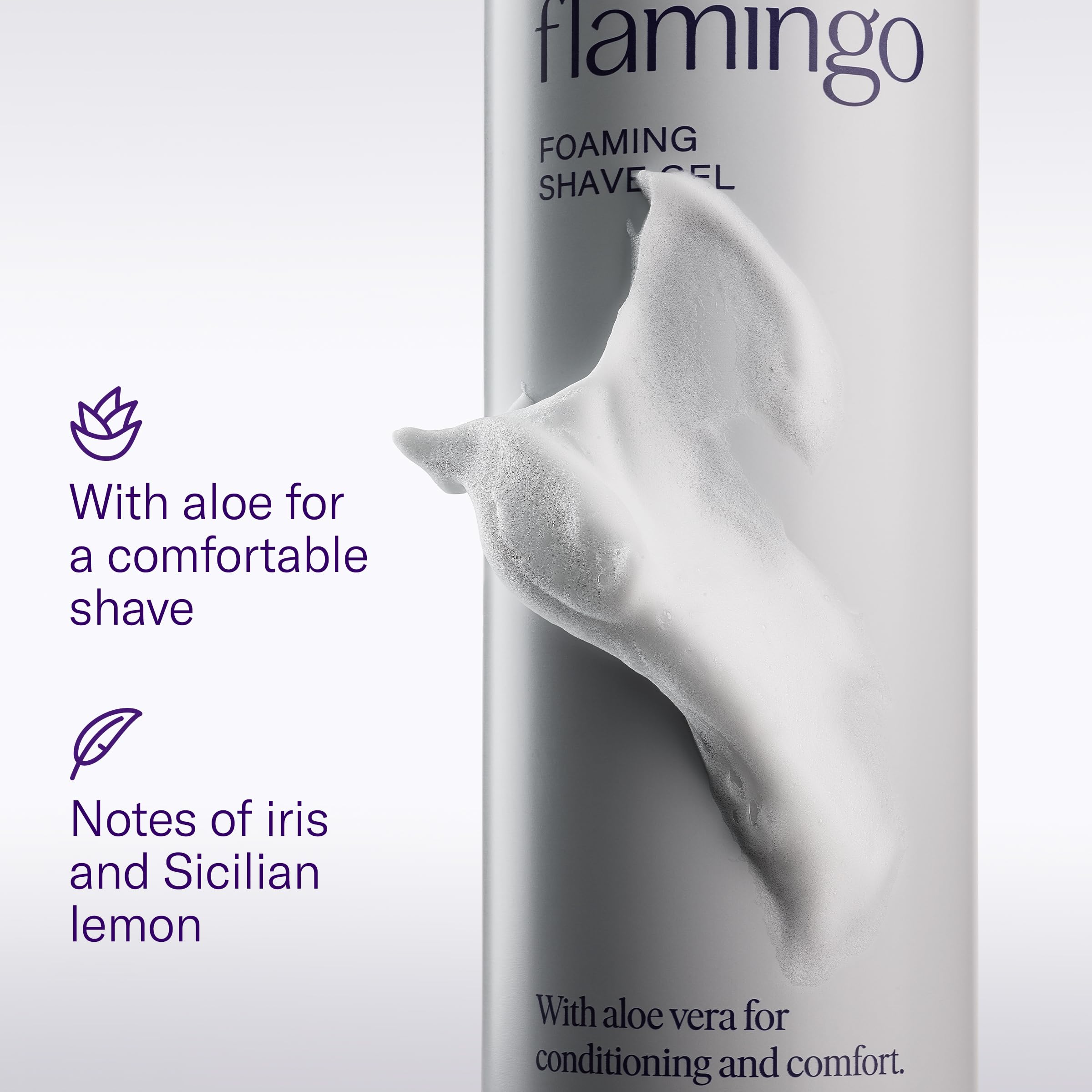 Flamingo Shaving Razor Set for Women - Original Razor Handle, 2 Blade Refills, Foaming Shaving Gel, and Shower Holder - Lilac