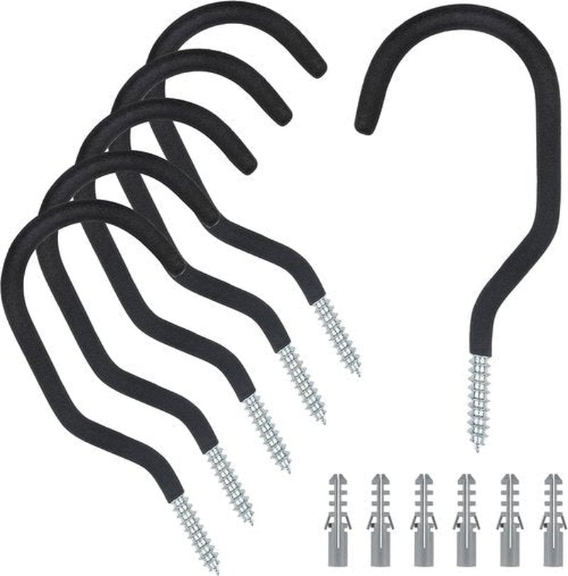 KURUI Heavy Duty Bicycle Hooks - 6 Pack Wall Mount Storage for Bikes & Plants | No Drill Design