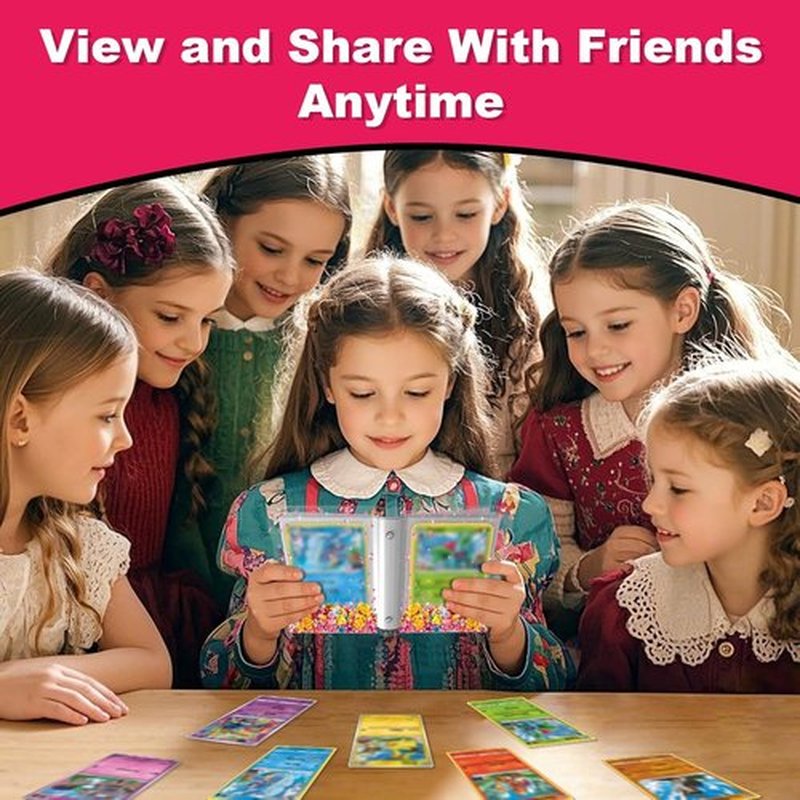 Skiennix Transparent Pink Card Binder - Cute Trading Card Holder for Kids | Holds 60 Cards, Perfect Gift for Ages 3-10