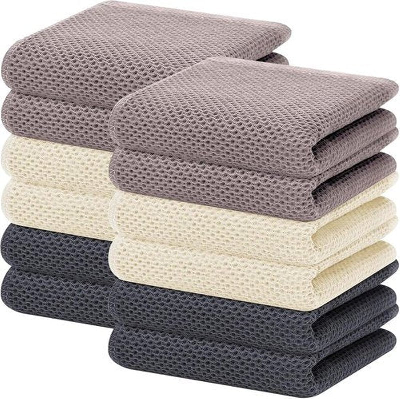 Homaxy 100% Cotton Waffle Weave Dish Towels - Ultra Soft & Absorbent | 13 x 28 Inches, 12-Pack, Mixed Colors