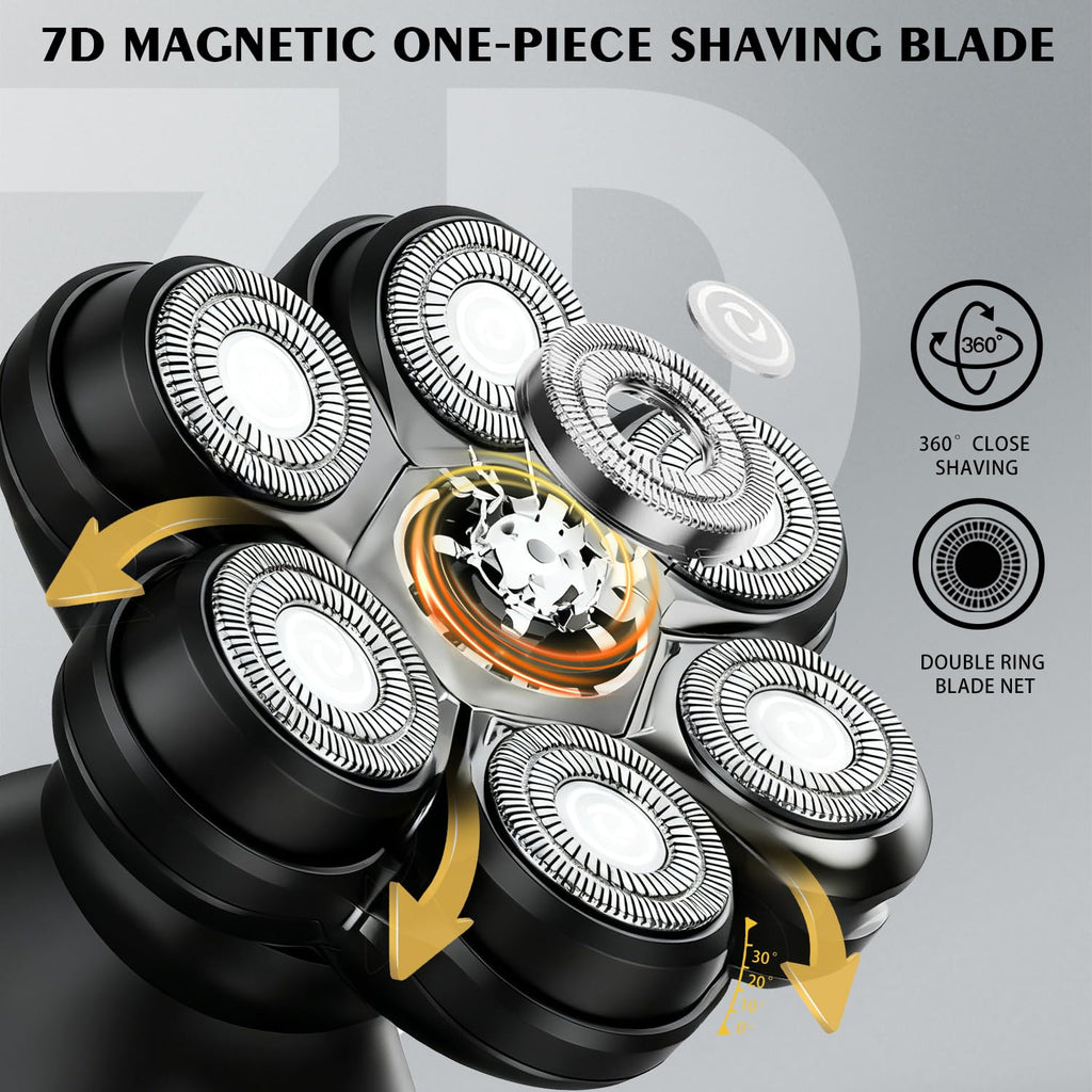 VODOZAVA Head Shaver Replacement Heads Magnetic 7 Blades Razor Replacement Blades Compatible with Freebird Shaver & Other Brands (black7)