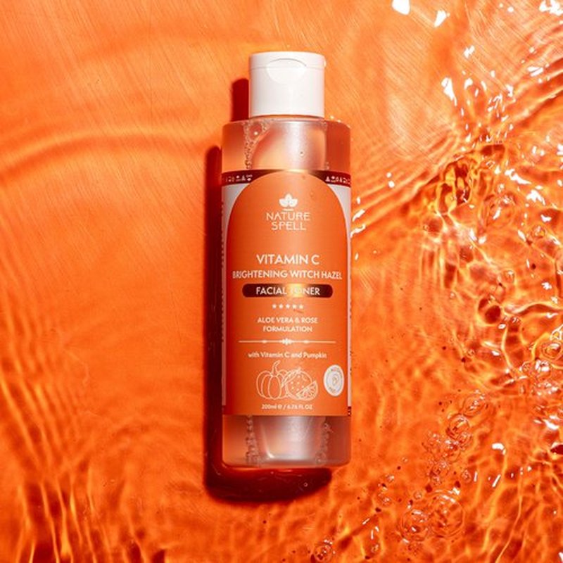 Nature Spell Vitamin C Face Toner with Witch Hazel, Hydrating & Brightening Facial Toner, Helps Minimize Pores & Refresh Skin, Infused with Aloe Vera & Rose Water, Alcohol-Free, Vegan, 6.76 Fl Oz
