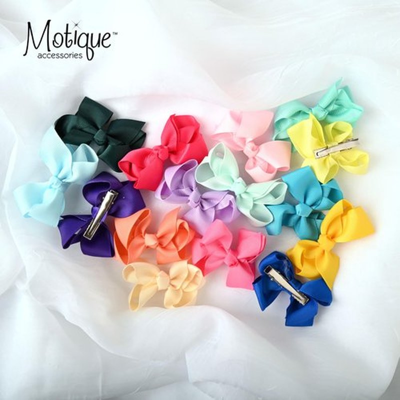 Small Solid Bow for Girls - Set of 12 (Pink)