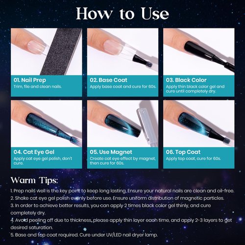MIZHSE 8 Colors 9D Cat Eye Gel Nail Polish, Magnetic Gel Polish Kit with Magnet Stick, Galaxy Glitter Chameleon Effect Silk Velvet Cat Eye Nail Polish Soak Off Nail Art Design Ladies Gift