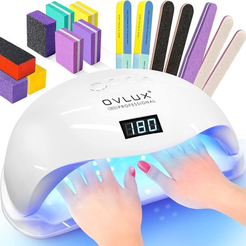 OVLUX 180W UV LED Nail Lamp - Professional Gel Nail Dryer with Auto Sensor & LCD Display, Fast Drying for All Gel Types