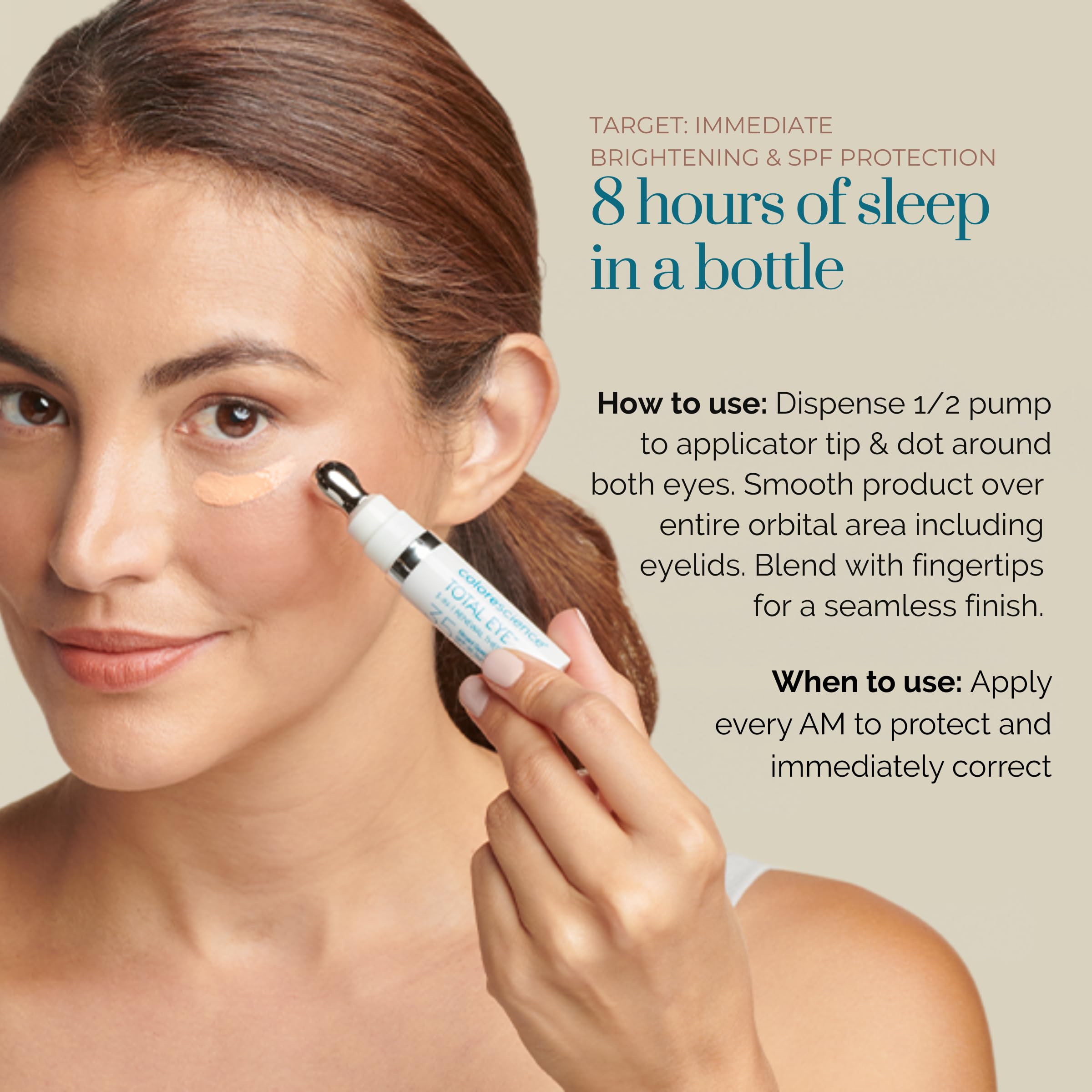 Colorescience Total Eye 3-in-1 Anti-Aging Renewal Therapy for Wrinkles & Dark Circles, SPF 35, Tan