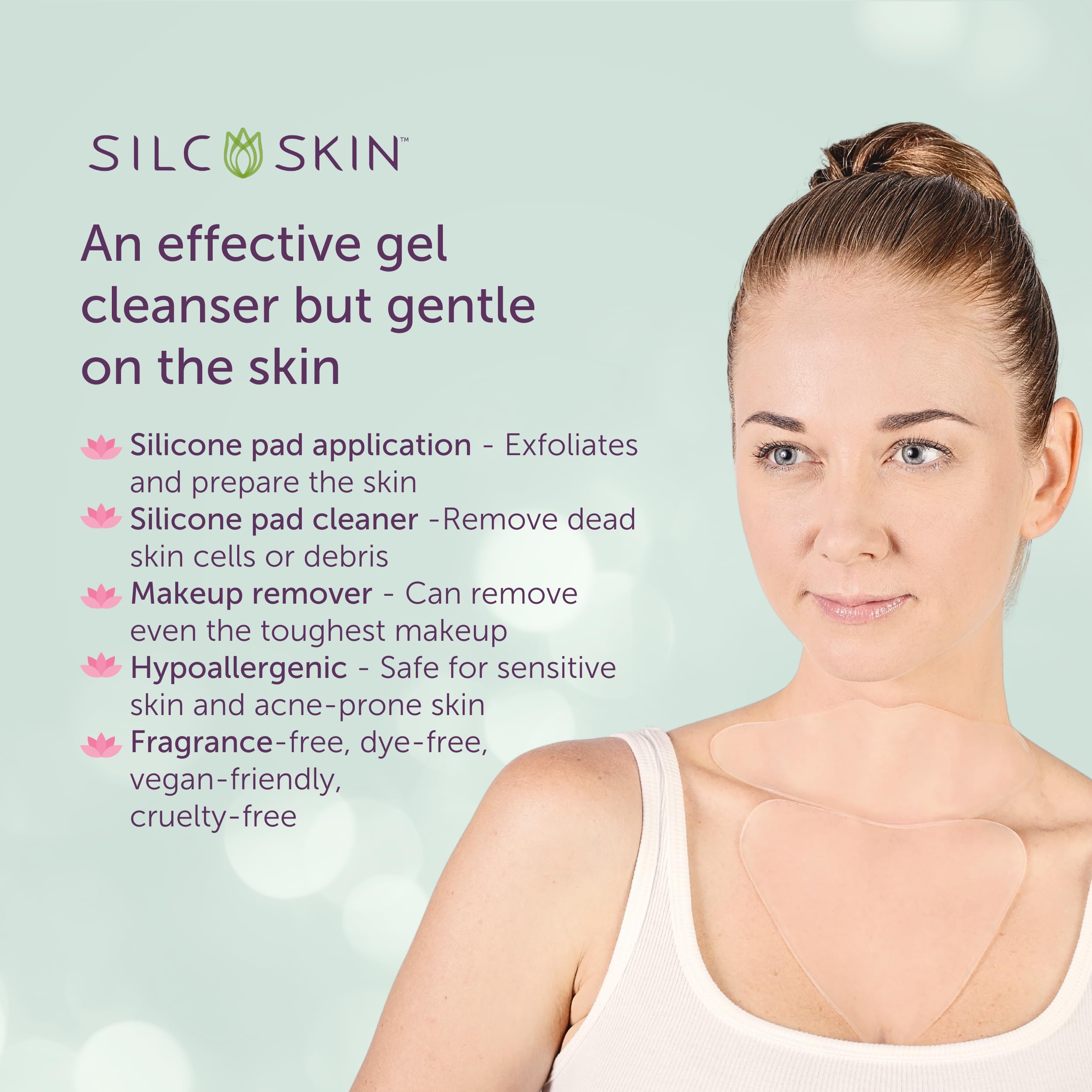 Silcskin Chest And Neck Care Bundle With Decollette Pad Collette Pad And Skin Cleanser, Reusable Medical Grade Silicone For Chest And Neck Wrinkles