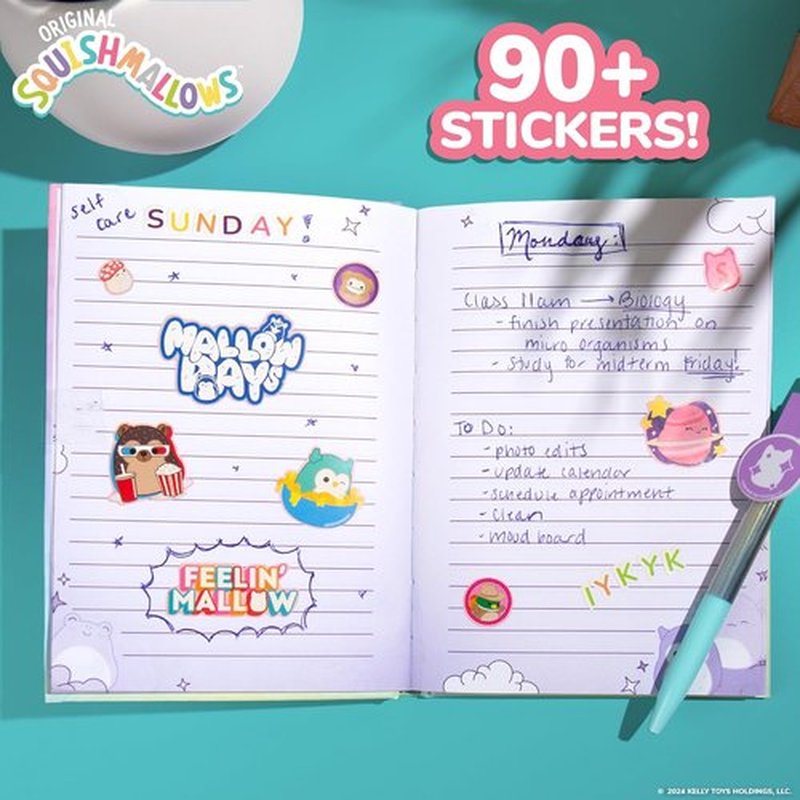 Squishmallows Original Diary Set - Fun Journaling Kit with Stickers, Pen & Sketchbook for Kids | 5x7 Size