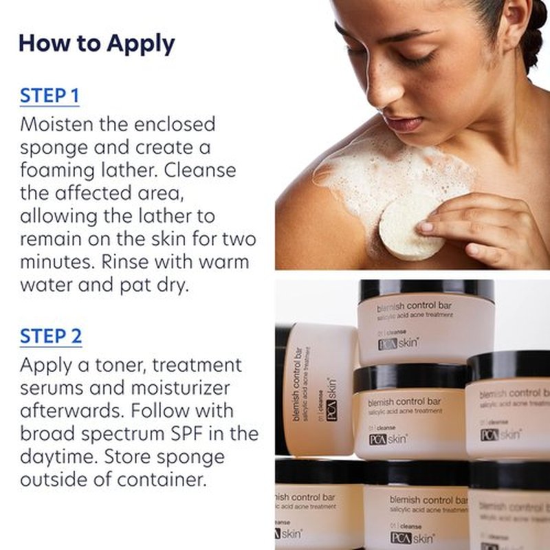 PCA SKIN Blemish Control Cleanser Bar - Glycerin & 2% Salicylic Acid Treatment for Oily Skin (3.2 oz)