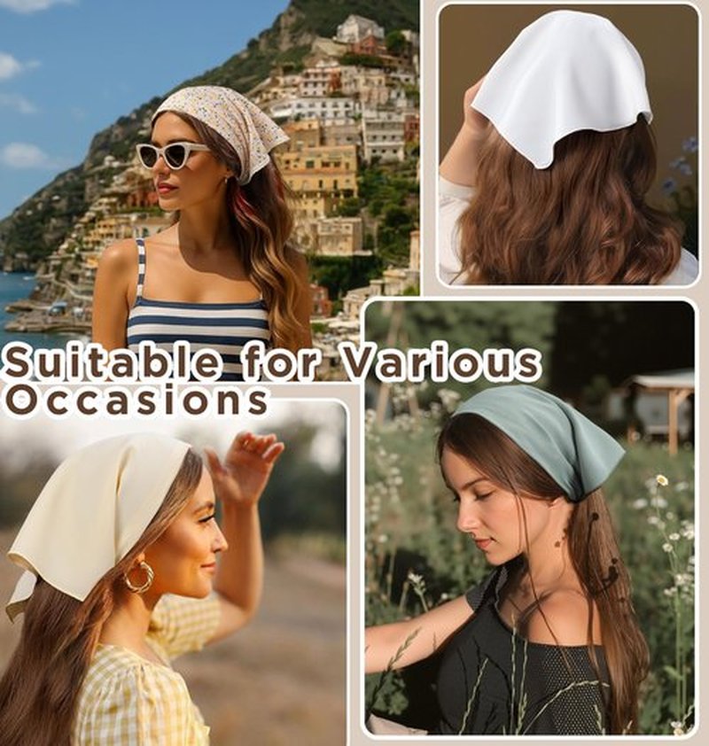 HBselect 4PCS Bandanas for Women Valentine's Day Gifts Head Bands Tie-Back Triangle Head Scarf Head Kerchief for Girls with 2 Snap Hair Pins
