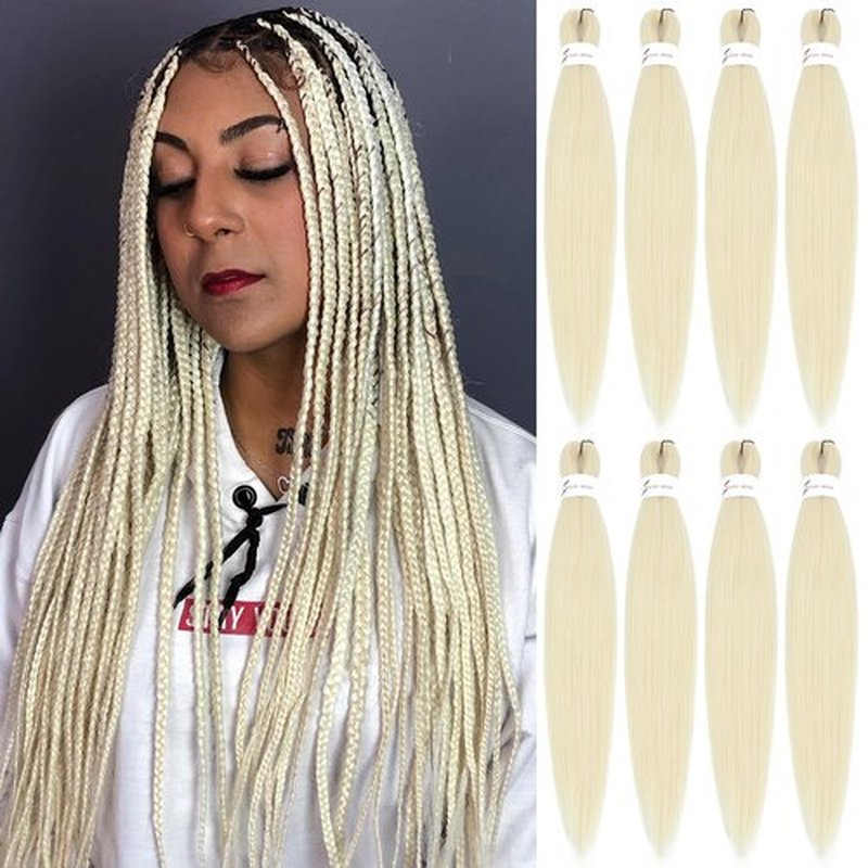 Braiding Hair Pre Stretched 26 Inch 8 Pack Braiding Hair Extensions Itch Free Soft Yaki Texture Hot Water Setting Synthetic Crochet Braids Hair For Women Girls (26Inch,613#)