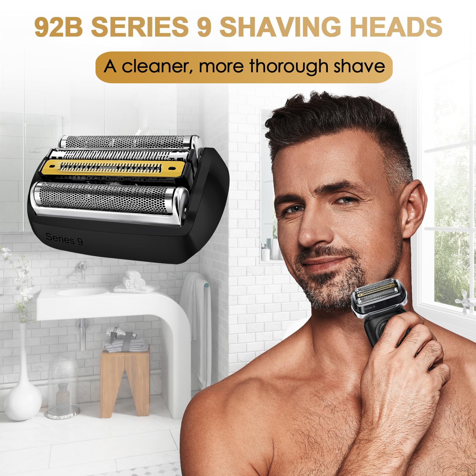 92B Series 9 Electric Shaver Replacement Head, Series 9 Shaving Razor Head S9 Foil & Cutter Razor Heads Compatible with 9290cc, 9291cc, 9370cc, 9293s, 9385cc, 9390cc, 9330s, 9296cc Etc