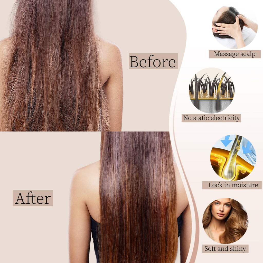 Beauntangly Hair Brush Set, Natural Bamboo Bristles Hairbrush for Hair Growth, Mini Brush for Women Men Kids Thick Curly Thin Long Short Wet Dry Hair No More Tangle, Detangling Massaging Scalp