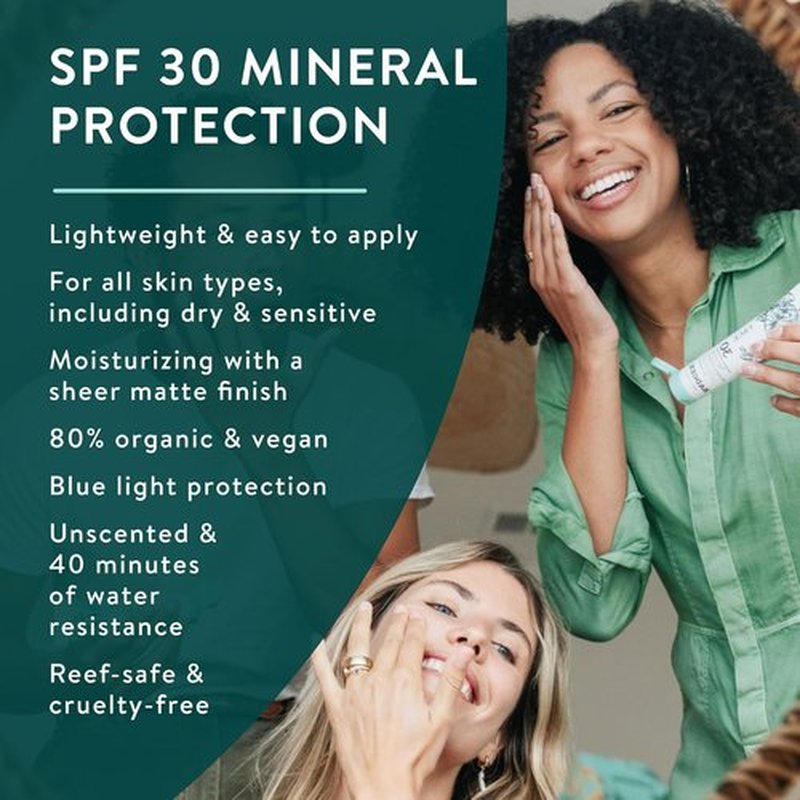 Badger Zinc Oxide Face Sunscreen SPF 30 - Lightweight, Matte Finish, Water-Resistant, 1.7 fl oz