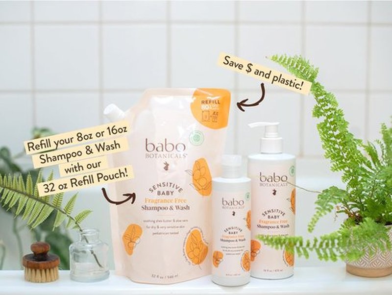 Babo Botanicals 2-in-1 Shampoo & Wash - Fragrance-Free, EWG Verified - Shea Butter & Aloe Vera - For Babies & Kids