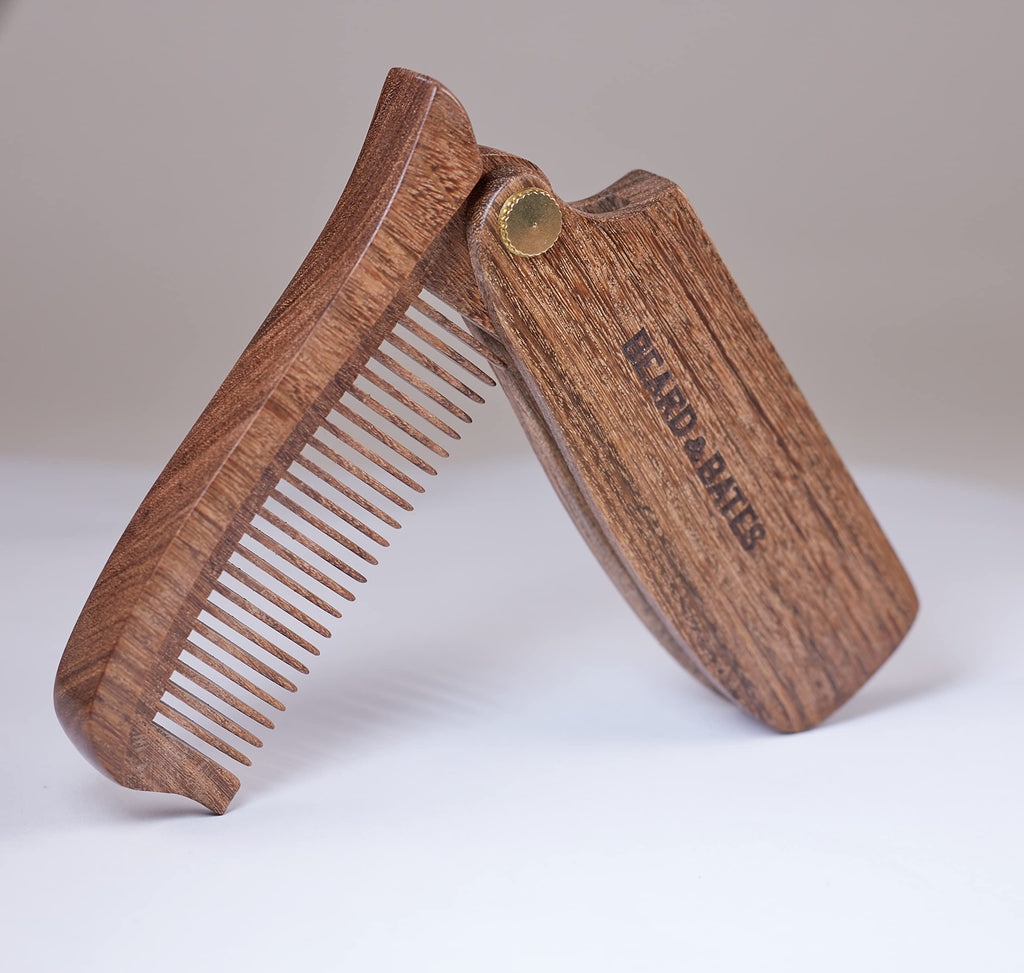 BEARD & BATES The Sandalwood Switchblade - Folding Solid Wood Beard Hair Comb | FACTORY SECONDS CLOSEOUT