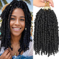 Zoewan Passion Twist Crochet Hair 10 Inch 6 Packs Pre-Twisted, Pre-Looped, Wavy, Curly, Short Bohemian Crochet Braids Hair for Black Women, Kids & Girls (10 Inch,1B)