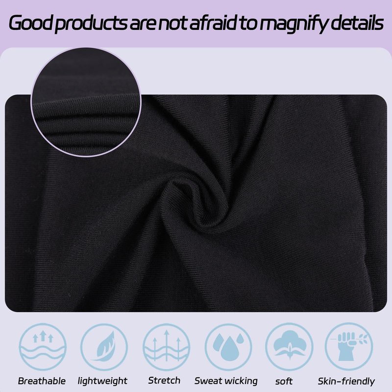 XTREND 6 Packs Wide Boho Headbands for Women Stretch Fashion Headband Extra Large Turban Headband for Yoga, Working Out, Travel or Running Black Hairband Girls Accessories (Black)