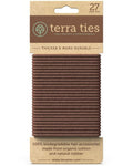 BIODEGRADABLE Elastic Hair Ties for Women & Men - Organic No Crease Brown Hair Tie Ponytail Holders and Hairties for Buns - Plastic Free Hairbands for Women and Mens Hair - 5mm (27 count)